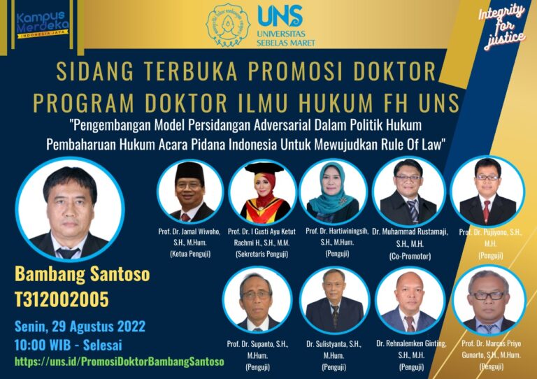 Sidang Terbuka Promosi Doktor Bambang Santoso T312002005 Fakultas